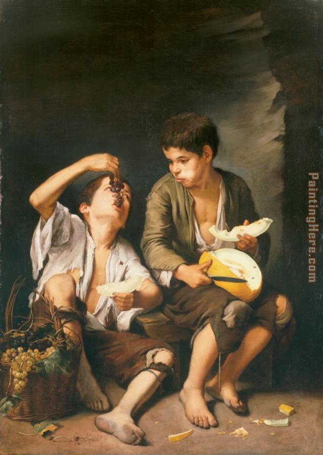 Beggar Boys Eating Grapes and Melon painting - Bartolome Esteban Murillo Beggar Boys Eating Grapes and Melon art painting